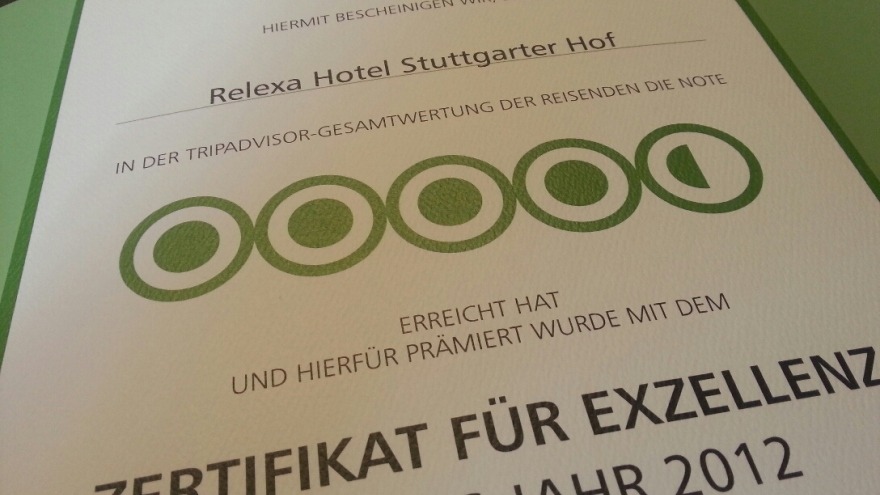 Tripadvisor - Zertifikat für Exzellenz 2012 Tripadvisor - Zertifikat für Exzellenz 2012